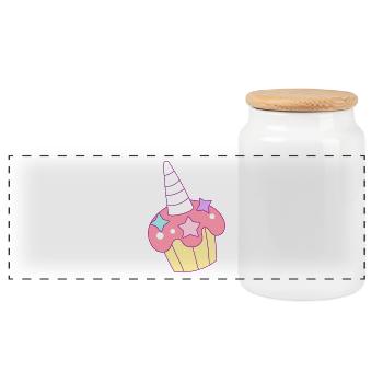 Licorne - Boîte à biscuits avec couvercle en bois - blanc - Devant