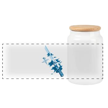 Motif épée samouraï japon - Boîte à biscuits avec couvercle en bois - blanc - Devant