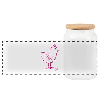 Kiki pink - Panoramic Cookie Jar with Wooden Lid - white - Front