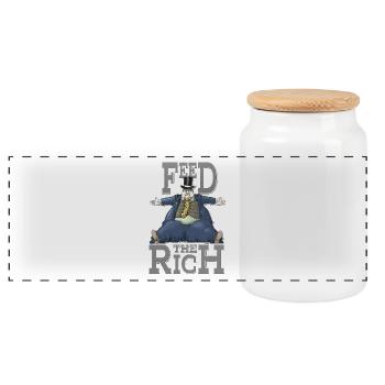 Feed the Rich - Feed the Rich - Panoramic Cookie Jar with Wooden Lid - white - Front