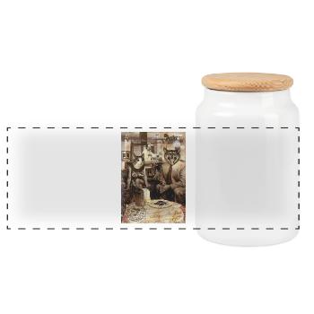 cats/Katzen - Panorama Keksdose mit Holzdeckel - Weiß - Vorne