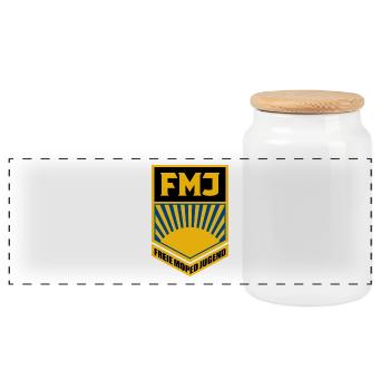 FMJ - Freie Moped Jugend - FDJ Parodie - Panorama Keksdose mit Holzdeckel - Weiß - Vorne