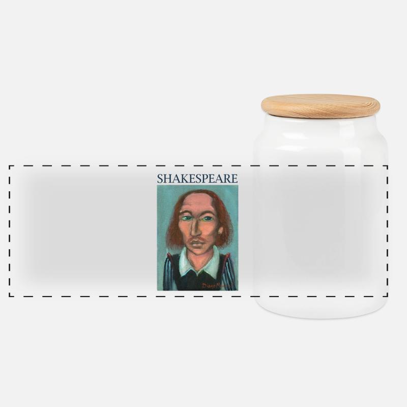 William Shakespeare - Panoramic Cookie Jar with Wooden Lid - white