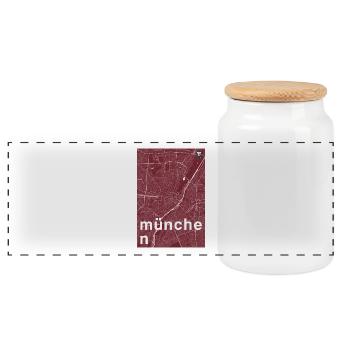 Munich hipster city map red - Panoramic Cookie Jar with Wooden Lid - white - Front