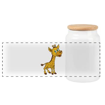 Giraffe - Panorama Keksdose mit Holzdeckel - Weiß - Vorne
