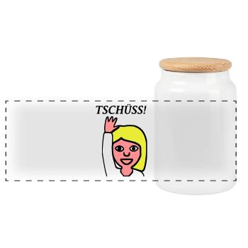 Emoji Greetings bye - Panoramic Cookie Jar with Wooden Lid - white - Front