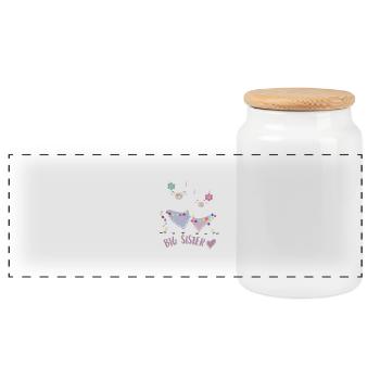 sister - Panoramic Cookie Jar with Wooden Lid - white - Front