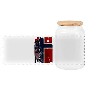Viking wolf Norway - Panoramic Cookie Jar with Wooden Lid - white - Front