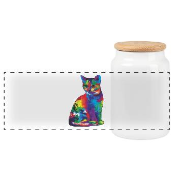 Katze - Panorama Keksdose mit Holzdeckel - Weiß - Vorne