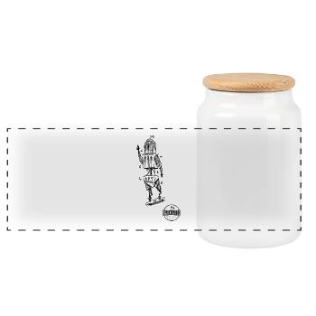 ZWOLLE 038 rattatattoo zwolle perperbus - Panoramic Cookie Jar with Wooden Lid - white - Front