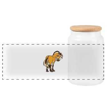 Fjord which is the most beautiful (white text) - Panoramic Cookie Jar with Wooden Lid - white - Front