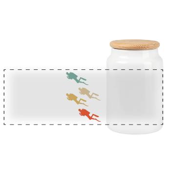 Retro Vintage Design Diving Diver Swimmer - Panoramic Cookie Jar with Wooden Lid - white - Front