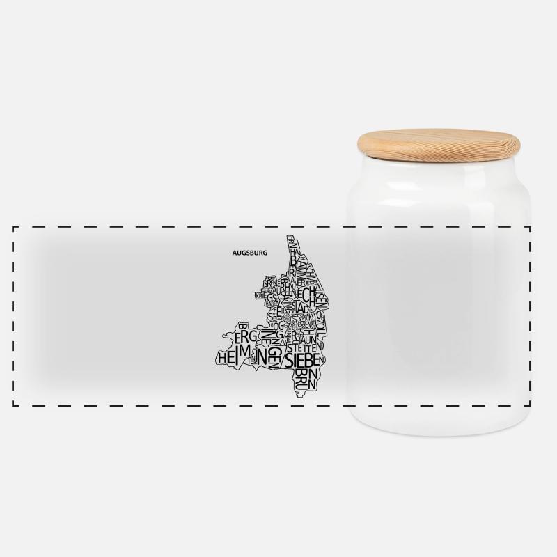 Augsburg Buchstabenviertel - Panorama Keksdose mit Holzdeckel - Weiß