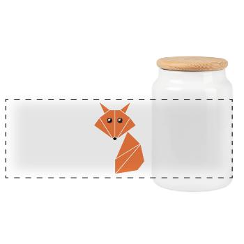Kawaii fox - Panoramic Cookie Jar with Wooden Lid - white - Front