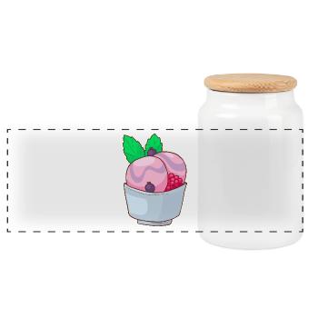 Ice cream ice cream ice cream ice cream ball ice cream sundae - Panoramic Cookie Jar with Wooden Lid - white - Front