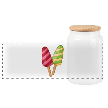 Ice cream ice cream ice cream ice cream ball ice cream sundae - Panoramic Cookie Jar with Wooden Lid - white - Front