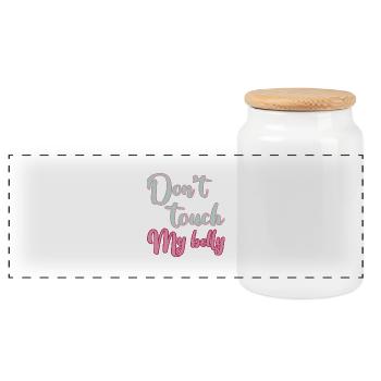 pregnant baby child born birth gift idea - Panoramic Cookie Jar with Wooden Lid - white - Front