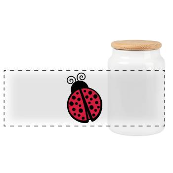 Ladybug - Panoramic Cookie Jar with Wooden Lid - white - Front