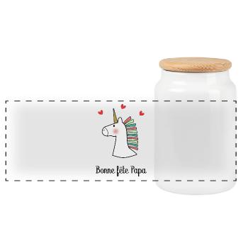 BONNE FÊTE PAPA. PAPA. FÊTE DES PÈRES. BONNE FÊTE - Boîte à biscuits avec couvercle en bois - blanc - Devant