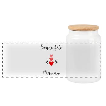BONNE FÊTE MAMAN. MAMAN. FÊTE DES MÈRES. JE T'AIME - Boîte à biscuits avec couvercle en bois - blanc - Devant