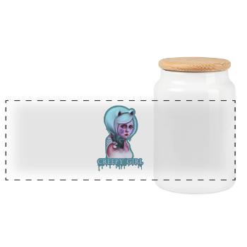 Creepy Girl Pastel Goth Girl Kawaii - Boîte à biscuits avec couvercle en bois - blanc - Devant