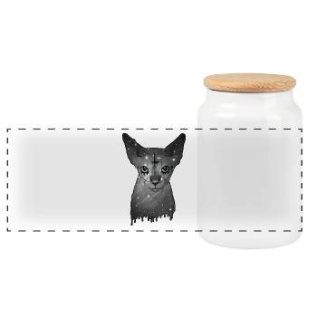 Ägyptische Katze Sphynx Cat - Panorama Keksdose mit Holzdeckel - Weiß - Vorne