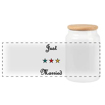 JUST MARRIED. VIVE LES MARIES. EVJF - Boîte à biscuits avec couvercle en bois - blanc - Devant