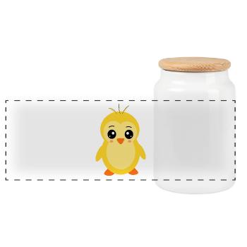 Kawaii Poulet Poussin Poulets Oiseau Drôle - Boîte à biscuits avec couvercle en bois - blanc - Devant