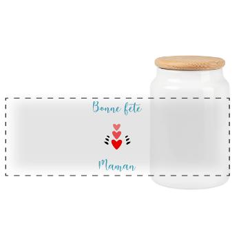 MAMIE. FÊTE DES MÈRES. BONNE FÊTE MAMIE. JE T'AIME - Boîte à biscuits avec couvercle en bois - blanc - Devant