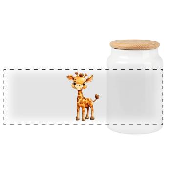 Giraffe I Giraffenklasse - Panorama Keksdose mit Holzdeckel - Weiß - Vorne