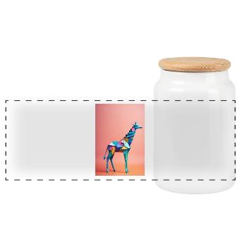 Origami Giraffe - Panorama Keksdose mit Holzdeckel - Weiß - Vorne