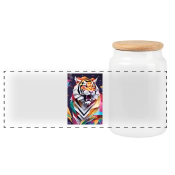Roi de la jungle - Tigre rugissant - Boîte à biscuits avec couvercle en bois - blanc - Devant