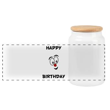 HAPPY BIRTHDAY. JOYEUX ANNIVERSAIRE. ANNIVERSAIRE. - Boîte à biscuits avec couvercle en bois - blanc - Devant
