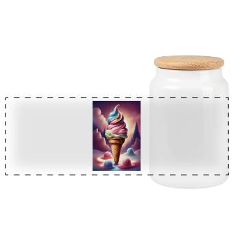 Fondant crème glacée design graphique t-shirt - Boîte à biscuits avec couvercle en bois - blanc - Devant
