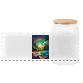 Lagon à Tahiti - Boîte à biscuits avec couvercle en bois - blanc - Devant