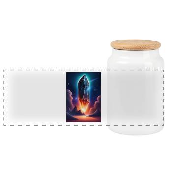 Gigantic mysterious meteoroid from outer space - Panoramic Cookie Jar with Wooden Lid - white - Front