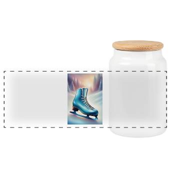I love figure skating - Panoramic Cookie Jar with Wooden Lid - white - Front