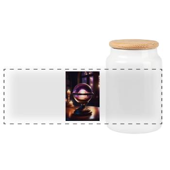 Magic crystal ball - Panoramic Cookie Jar with Wooden Lid - white - Front