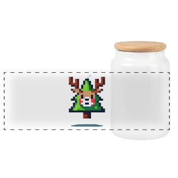 Tête de renne de Noël - Boîte à biscuits avec couvercle en bois - blanc - Devant