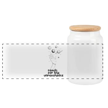 reach for - Panoramic Cookie Jar with Wooden Lid - white - Front