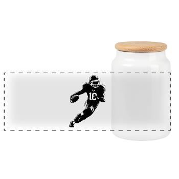 Football américain - Autocollant sportif - Boîte à biscuits avec couvercle en bois - blanc - Devant