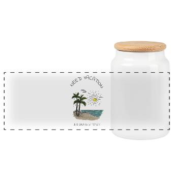Need Vacation - Panoramic Cookie Jar with Wooden Lid - white - Front