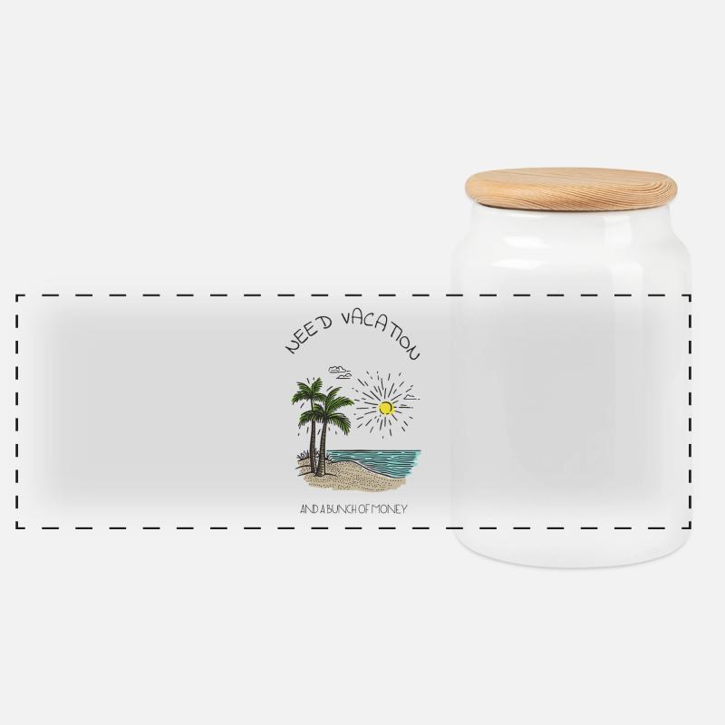 Need Vacation - Panoramic Cookie Jar with Wooden Lid - white