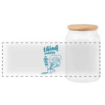 Think outside the box - Panorama Keksdose mit Holzdeckel - Weiß - Vorne