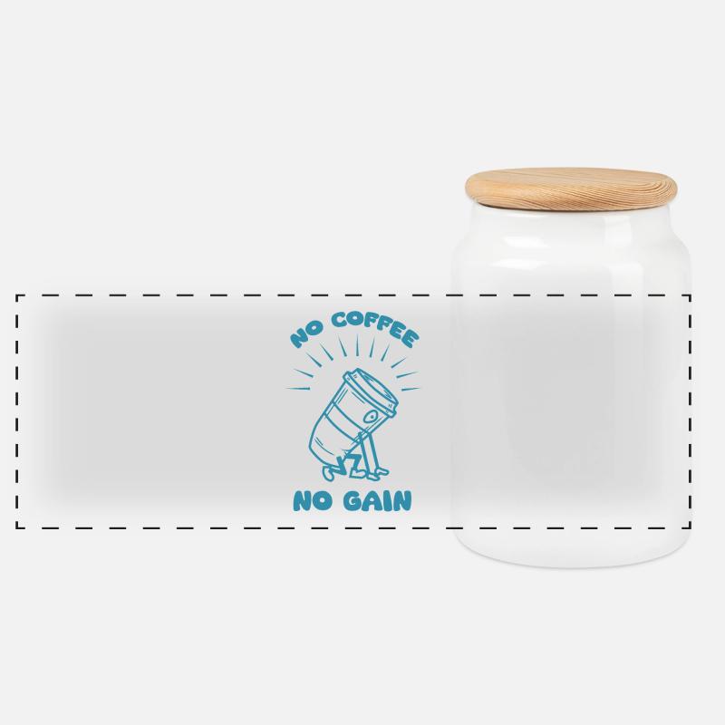 Pas de café, pas de gain - Boîte à biscuits avec couvercle en bois - blanc