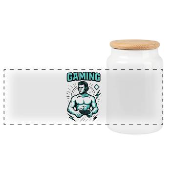 Le Musclé du Pixel - Boîte à biscuits avec couvercle en bois - blanc - Devant