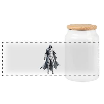 Assassin - Low Poly Videogame Design - Panorama Keksdose mit Holzdeckel - Weiß - Vorne