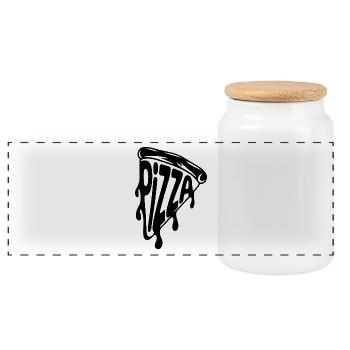 Pizza - Funny Pizza Quote Tshirt - Panoramic Cookie Jar with Wooden Lid - white - Front