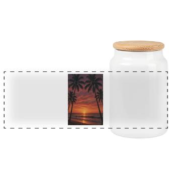 Sunset on the palm beach - Panoramic Cookie Jar with Wooden Lid - white - Front