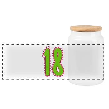 18. 18 YEARS OLD. 18th ANNIVERSARY. 18 BIRTHDAY. - Panoramic Cookie Jar with Wooden Lid - white - Front